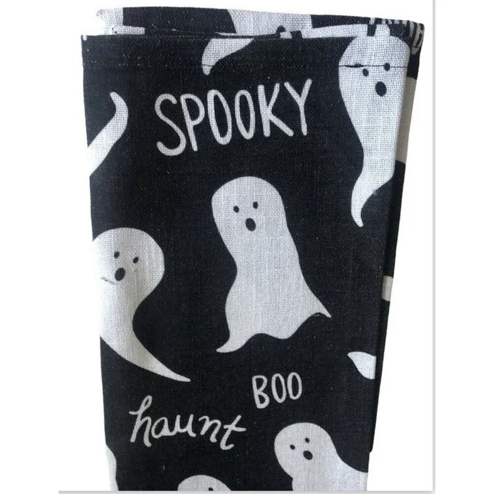 Max Studio Halloween Kitchen Dish Towels Squad Ghouls Black White Ghost Set of 3